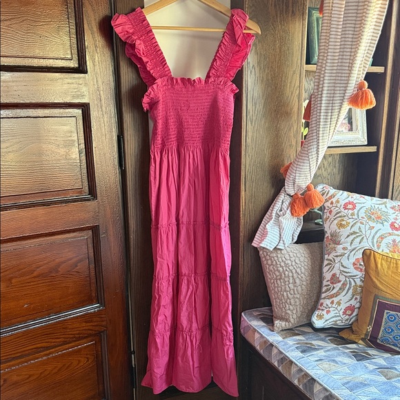 Quince Dresses & Skirts - Quince Hot Pink Ruffle Strap Maxi Dress
